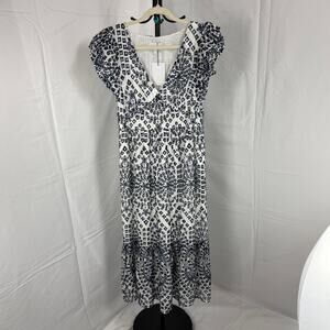 NWT Sugarlips White and Blue Eyelet Midi/Maxi Dress Size Medium